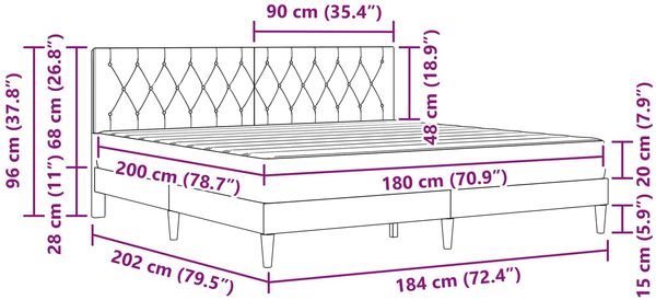 vidaXL Bettgestell mit Matratze mit Kopfteil Rosa 180 x 200 cm Samt 3415069 Bild 11