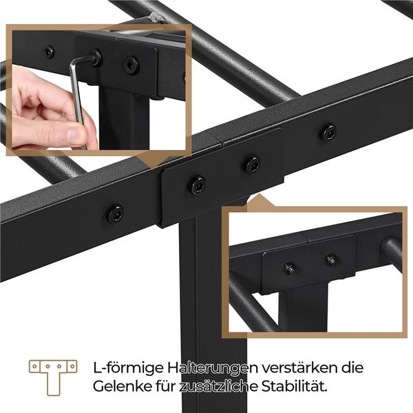 Yaheetech Metallbett mit Lattenrost, Wolkenmuster, Metall Schwarz, 90x200 cm Bild 7