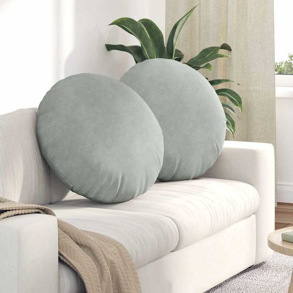 vidaXL Sitzkissen 2 Stück Hellgrau Ø 80 x 29 cm Samt 42014248