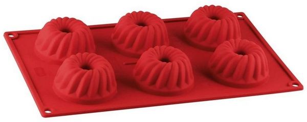 Dr. Oetker - Silikon 6er Mini Gugelhupfform Flexxibel Rot 1270 Muffin Back Form