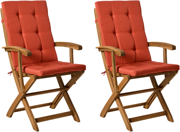 Set mit 2 Stühlen und Sitzkissen MAUI PREMIUM Akazienholz Rot