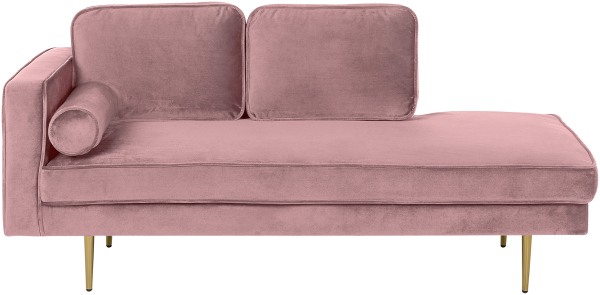 Chaiselongue Samtstoff rosa linksseitig MIRAMAS