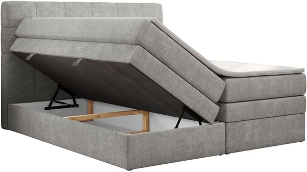 Boxspringbett mit Kopfteil und Topper, Polsterbett - LUKA-KING - 180x200cm - Hellgrau Stoff - H3 Bild 4
