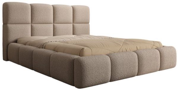 Compleo Polsterbett aus Bouclé MERID Doppelbett mit Kopfstütze, Rahmenbettgestell, mit Bettkasten und Lattenrost Bild 4