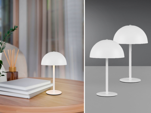 2er SET Akku Tischlampen Weiß, Touch dimmbar, USB aufladbar, Höhe 21cm