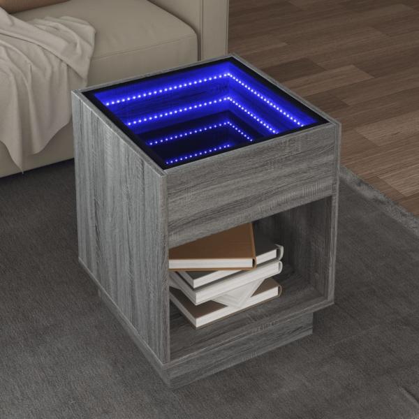 vidaXL Couchtisch mit Infinity-LED Grau Sonoma 40x40x50 cm 847649