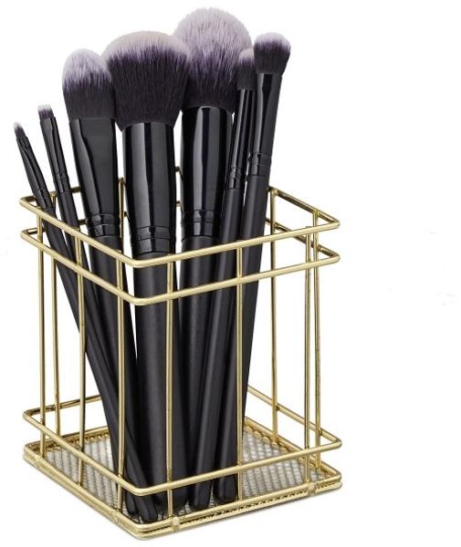 Relaxdays 10 x Stiftehalter eckig gold