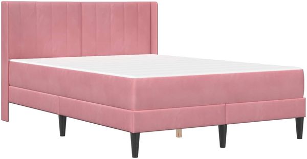 vidaXL Bettgestell mit Matratze mit Kopfteil Rosa 140 x 200 cm Samt 3414870 Bild 3