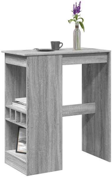 Bartisch, Stehtisch, Bistrotisch mit Regal Grau Sonoma 90x47,5x103,5 cm Holzwerkstoff