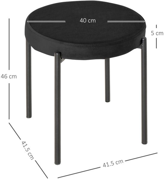 Esszimmerhocker 41,5 x 41,5 x 46 cm, 4er-Set, stapelbar, mit Samtoptik und Metallgestell Bild 2