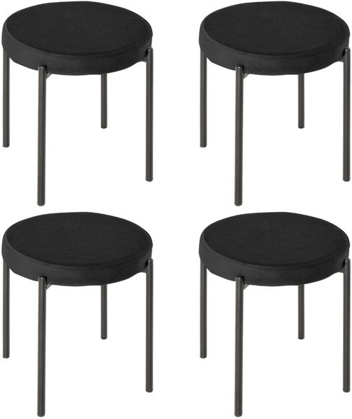Esszimmerhocker 41,5 x 41,5 x 46 cm, 4er-Set, stapelbar, mit Samtoptik und Metallgestell Bild 3