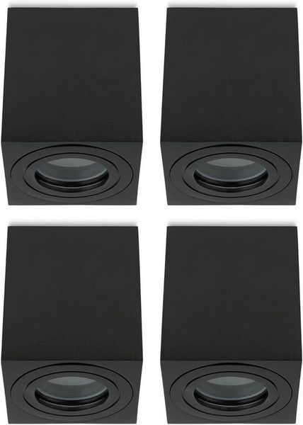 Sweet LED Aufbauleuchte 4er Set GU10 für Bad & Küche IP44 Deckenspots eckig schwarz 230V, spritzwassergeschützt, ohne Leuchtmittel, Aufbaustrahler LED, Aufbauspot, Deckenleuchte