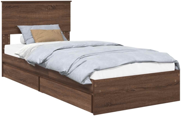 vidaXL Aufbewahrungsbett Braun Eichen-Optik 90x190 cm Holzwerkstoff 3410846