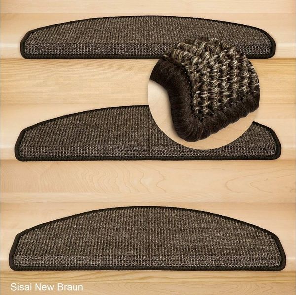 Metzker® Stufenmatte Stufenmatten Sisal New Halbrund Braun 16 Stück, halbrund, Höhe: 6 mm, Naturprodukt
