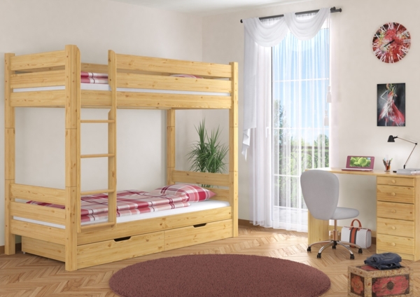 Etagenbett Kiefer natur 80x190 Zubehör wählbar Stockbett Hochbett teilbar V-60.16-08-190T100Rollrost. Matratzen und Bettkasten inkl. Bild 12