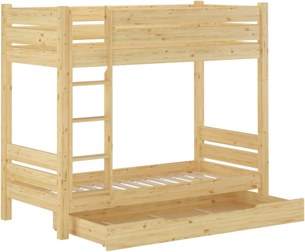 Etagenbett Kiefer natur 80x190 Zubehör wählbar Stockbett Hochbett teilbar V-60.16-08-190T100Rollrost. Matratzen und Bettkasten inkl. Bild 3