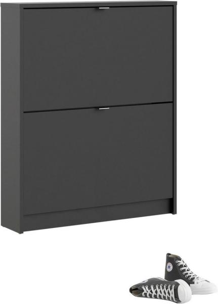 Schuhschrank mit zwei Türen, Farbe Schwarz, 70,3 x 85,2 x 16,55 cm