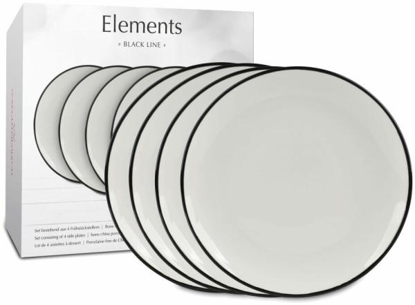 WÄCHTERSBACH Frühstücksteller Elements black Line 4er Pack