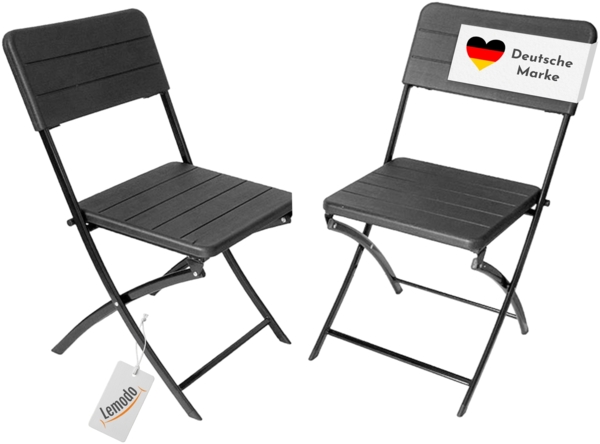 Klappstuhl 2er Set Stühle, schwarz Holz-Optik, Campingstuhl