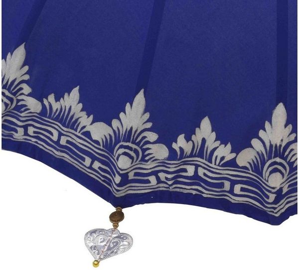 Oriental Galerie Sonnenschirm Balinesischer Sonnenschirm 180 cm Einfache Bemalung Blau-Silber