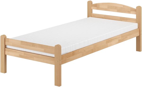 Einzelbett Buche massiv 80x200 Bettgestell V-60.45-08 Rollrost und Matratzen inkl.