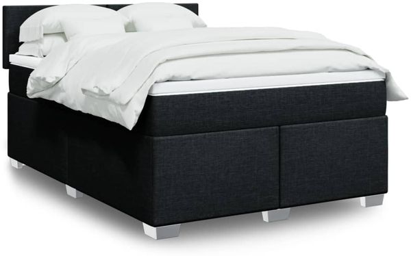 vidaXL Boxspringbett mit Matratze Schwarz 140x200 cm Stoff 3288206