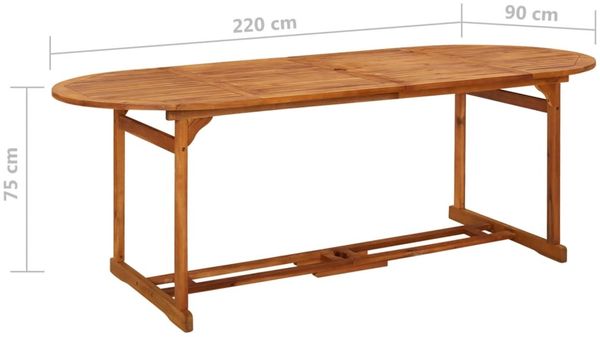 vidaXL Garten-Esstisch 220x90x75 cm Massivholz Akazie 315949 Bild 6