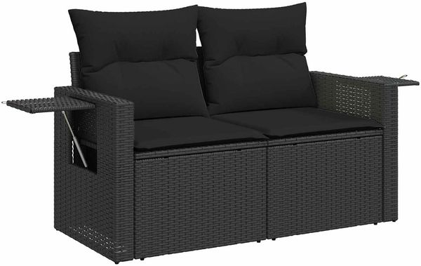 vidaXL Gartensofa-set mit Kissen 13 pcs Schwarz Poly-Rattan 3363744 Bild 6