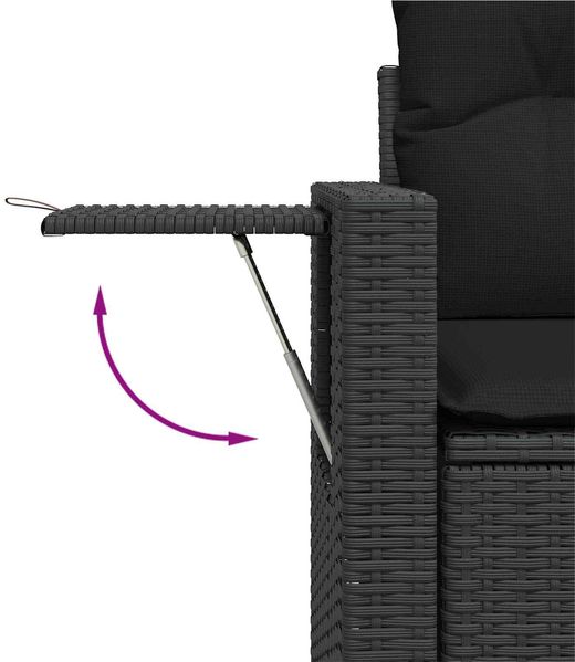 vidaXL Gartensofa-set mit Kissen 13 pcs Schwarz Poly-Rattan 3363744 Bild 12
