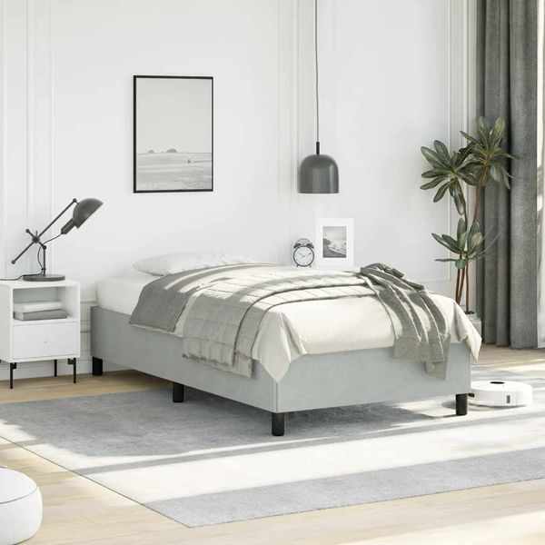 vidaXL Bettgestell ohne Matratze Hellgrau 100x190 cm Einzelbett Samt 347348