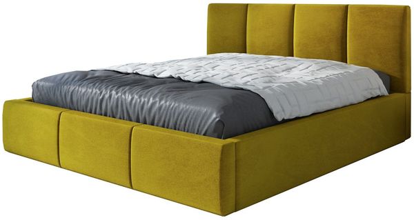 Polsterbett ORINO 180x200 mit Matratze, Bettkasten und Lattenrost. Farbe: Bernesteigraun 34