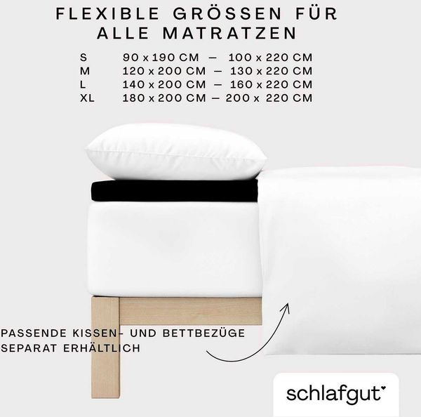 Schlafgut 'PURE TOPPER' Spannbettlaken, für Topper bis 10 cm Höhe, Off-black, L 140x200 cm - 160x220 cm, 100% Bio-Baumwolle Bild 3