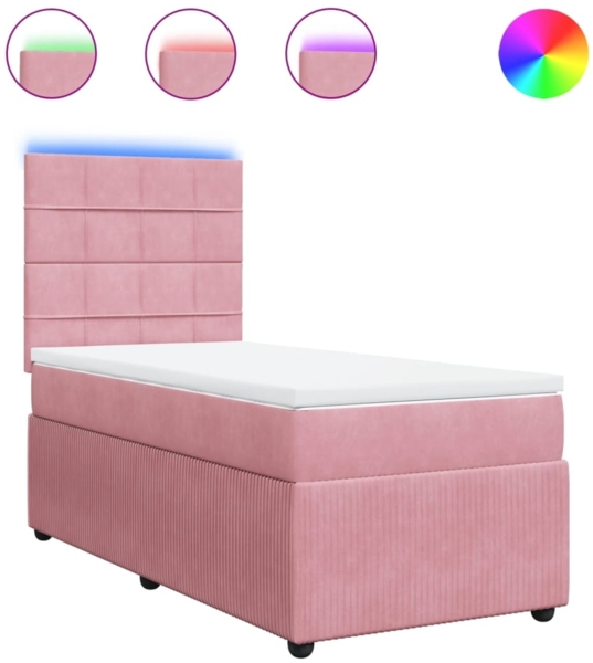 vidaXL Boxspringbett mit Matratze Rosa 90x190 cm Samt 3294519
