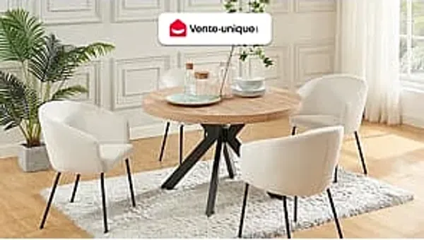 Vente-unique - KOMONI Esstisch Holz, Platte SchwarzBeige - B 120 cm x H 76 cm x L 170 cm220 cm120 cm