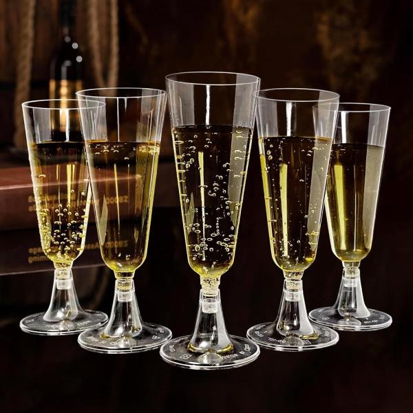 25 Stück LYLIDIA Sektgläser Plastik Champagner Gläser Transparent 160ml
