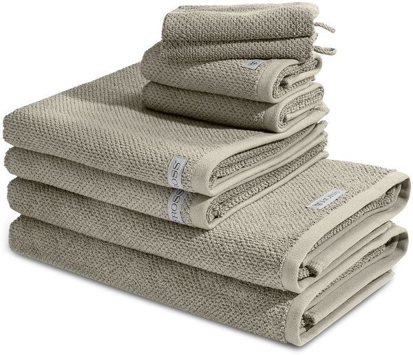 Ross Sensual Skin Zopf 8 tlg. Frottier-Set - 2 X Handtuch (50 X 100cm), 2 X Duschtuch (75 X 140cm), 2 X Gästetuch (30 X 50cm), 2 X Waschhandschuh (16 X 22cm) - 500 g/m2 - Natur