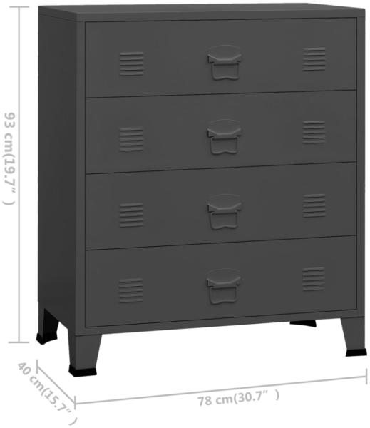 vidaXL Industrial Kommode mit Schubladen Anthrazit 78x40x93 cm Metall 339617 Bild 5