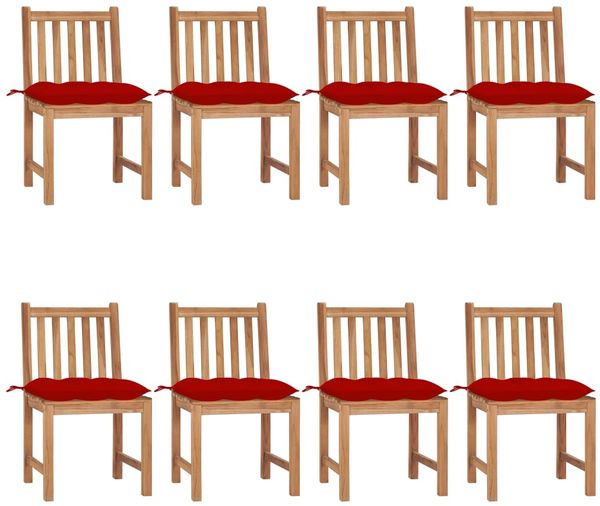 vidaXL Gartenstühle 8 Stk. mit Kissen Massivholz Teak 3073163