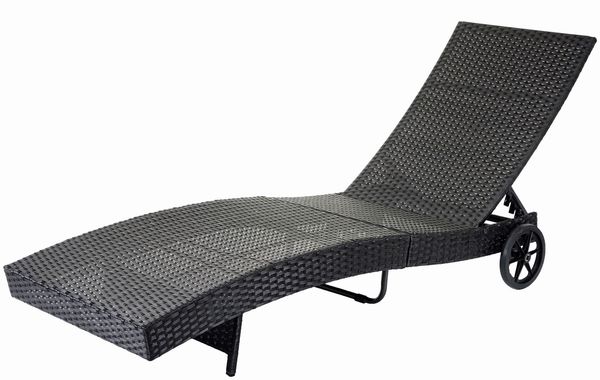 Sonnenliege HWC-D80, Gartenliege Relaxliege Liege, Poly-Rattan ~ anthrazit, Kissen beige Bild 4