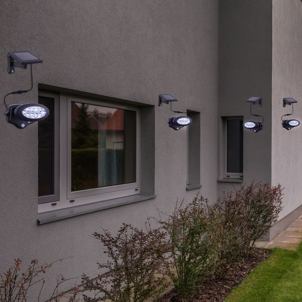4er Set LED Solar Wandleuchte, Bewegungsmelder, anthrazit