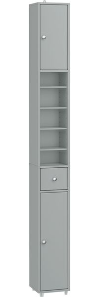 SoBuy BZR34-II-HG Badezimmer-Hochschrank, MDF, Lackiert, Grau, 20 x 180 x 20 cm