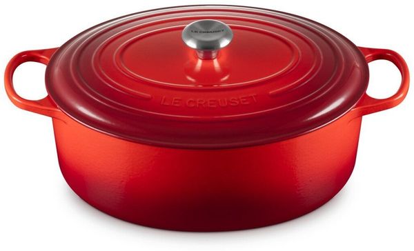 Le Creuset Bräter 'Signature' , Gusseisen , Oval, für alle Herdarten und Induktion geeignet, Kirschrot, 35,0 cm