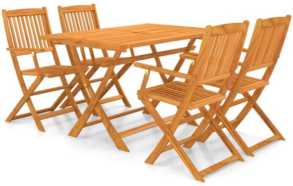 vidaXL 5-tlg. Garten-Essgruppe Klappbar Akazie Massivholz 44056
