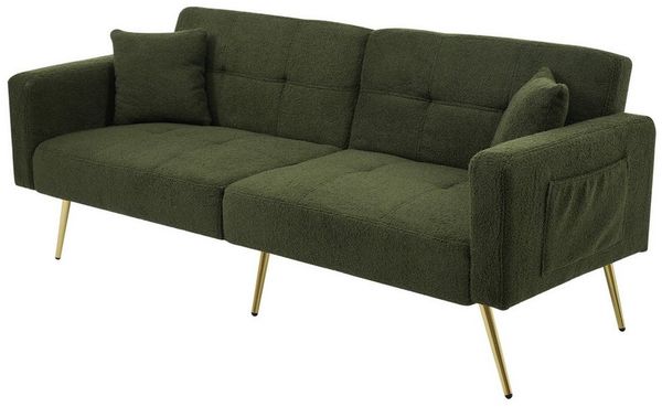 BlingBin Schlafsofa Big-Sofa Loungesofa Länge 175CM, 1 Teile, Schlafsofa mit Sherpa-Stoff und Schwammfüllung