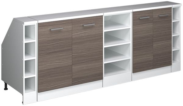 Küchenschrank für Dachschrägen R-Line Edelgrau 210 cm 5er Set Schrankkorpuss 60 cm Tiefe Vicco