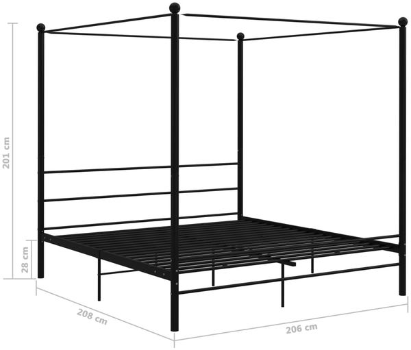 vidaXL Himmelbett Schwarz Metall 200x200 cm 325069 Bild 6