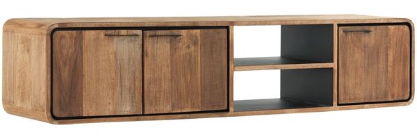 TV Board Evo aus recyceltem Teakholz, modern, hängend, naturfarben, 185 cm