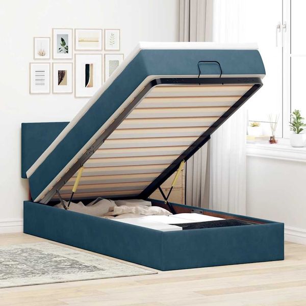 vidaXL Ottoman-Bett mit Matratze Dunkelblau 90x200 cm Samt 3311679