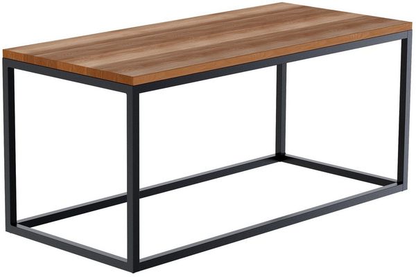 TPFLiving Couchtisch Maren (Besonderheiten: Bodenschoner, ineinander stellbar, Gestell aus pulverbeschichtetem Metall (matt-schwarz), Maße (TxBxH): 45 x 100 x 50cm - Farbe: eiche