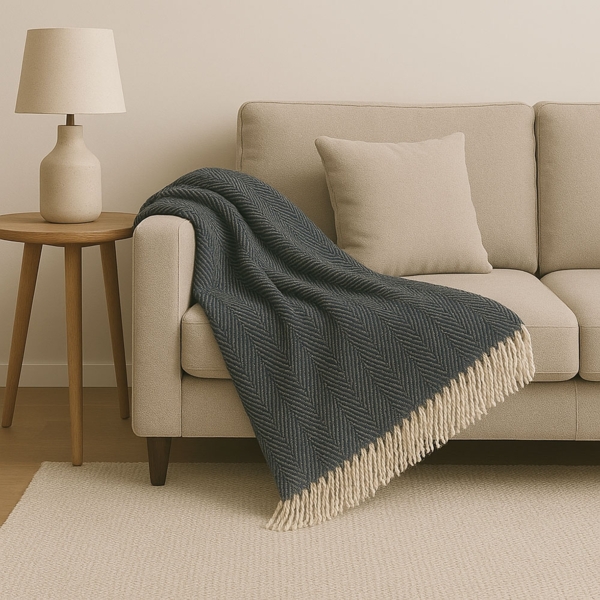 HOME DELUXE Wolldecke MILA Anthrazit - 140 x 200 cm